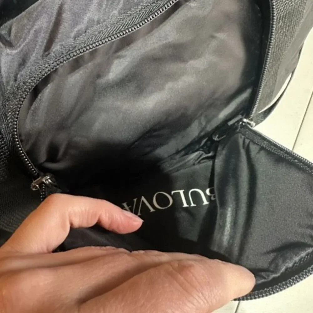 Vintage Bulova Men's Nylon Lightweight Weekender Travel Duffle Bag Black Large‎